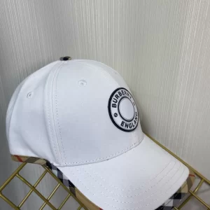 Replica Womens Hats Burberry White Cotton Canvas Baseball Hat A190PP180 AA188030
