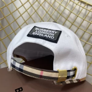 Replica Womens Hats Burberry White Cotton Canvas Baseball Hat A190PP180 AA188030