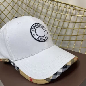 Replica Womens Hats Burberry White Cotton Canvas Baseball Hat A190PP180 AA188030
