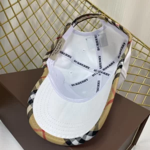 Replica Womens Hats Burberry White Cotton Canvas Baseball Hat A190PP180 AA188030