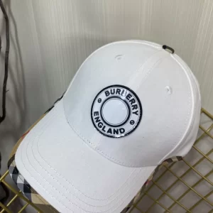 Replica Womens Hats Burberry White Cotton Canvas Baseball Hat A190PP180 AA188030
