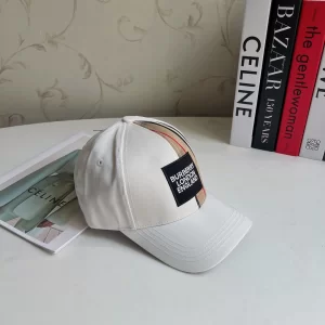 Replica Womens Hats Burberry White Cotton Canvas Check Baseball Hat A190PP180 AA188033