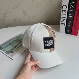 Replica Womens Hats Burberry White Cotton Canvas Check Baseball Hat A190PP180 AA188033