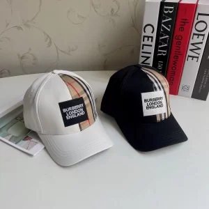 Replica Womens Hats Burberry White Cotton Canvas Check Baseball Hat A190PP180 AA188033