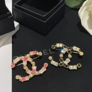 Chanel Crystal CC Logo Brooch 