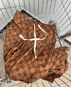 Replica Womens Clothing Gucci Mid Length Brown Pleated GG Skirt SML A228PP480 AA189703