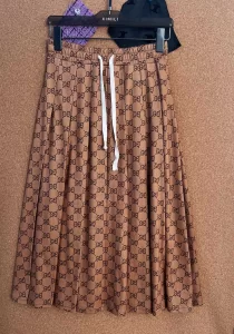 Replica Womens Clothing Gucci Mid Length Brown Pleated GG Skirt SML A228PP480 AA189703
