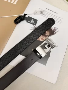 Replica Mens Belts Gucci Black Leather Belt 35MM A175PP240 AA190587