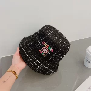 Replica Womens Hats Chanel Black Tweed Bucket Cap Hat A190PP180 AA191062