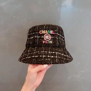 Replica Womens Hats Chanel Black Tweed Bucket Cap Hat A190PP180 AA191062