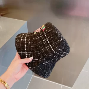 Replica Womens Hats Chanel Black Tweed Bucket Cap Hat A190PP180 AA191062