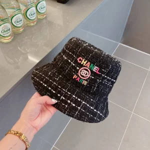 Replica Womens Hats Chanel Black Tweed Bucket Cap Hat A190PP180 AA191062