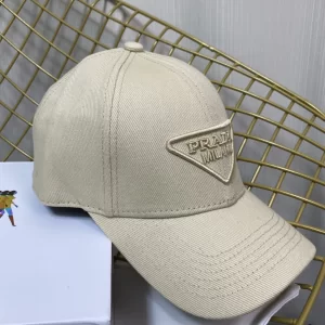 Replica Womens Hats Prada Beige Cotton Baseball Cap Hat A190PP180 AA191069