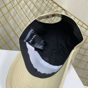 Replica Womens Hats Prada Beige Cotton Baseball Cap Hat A190PP180 AA191069