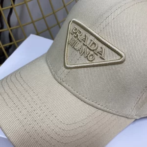 Replica Womens Hats Prada Beige Cotton Baseball Cap Hat A190PP180 AA191069