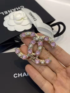Chanel Crystals Pearls CC Logo Brooch 