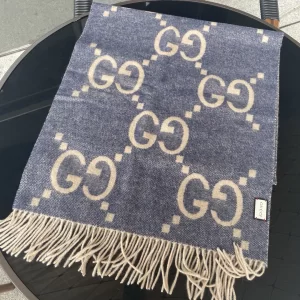 Gucci GG Cashmere Jacquard Scarf Blue