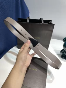 Bottega Veneta Triangle Leather Belt Gray 25MM