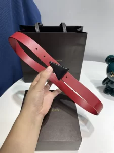 Bottega Veneta Triangle Leather Belt Red 25MM
