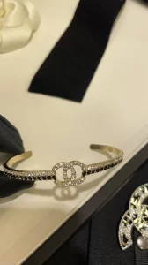 Chanel Crystals CC Open Cut Cuff Bracelet