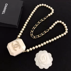Chanel Airpods Case Necklace White 