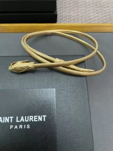 Saint Laurent Metallic Gold Snake Head Chain Belt 