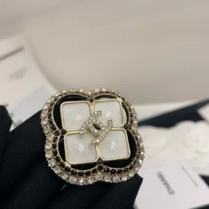 Chanel Crystals CC Logo Square Brooch 