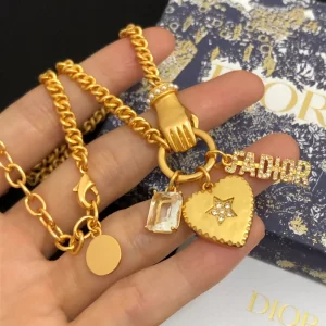 Dior Jadior Heart Necklace Gold 