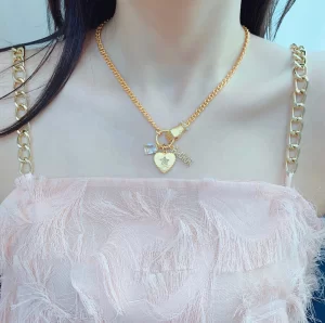 Essenceofluxury Womens Jewelry Dior Jadior Heart Necklace in Gold A39PP280 AA194563