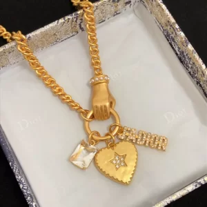 Essenceofluxury Womens Jewelry Dior Jadior Heart Necklace in Gold A39PP280 AA194563