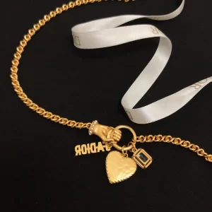 Essenceofluxury Womens Jewelry Dior Jadior Heart Necklace in Gold A39PP280 AA194563