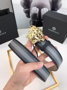 Versace Medusa Leather Belt Black Gray 40MM 