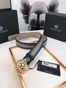 Essenceofluxury Mens Belts Versace Medusa Leather Belt in Black Gray 40MM A175PP240 AA196583