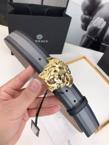 Essenceofluxury Mens Belts Versace Medusa Leather Belt in Black Gray 40MM A175PP240 AA196583