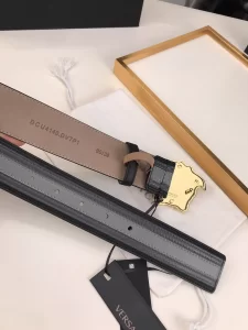 Essenceofluxury Mens Belts Versace Medusa Leather Belt in Black Gray 40MM A175PP240 AA196583