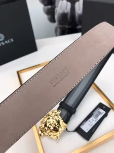 Essenceofluxury Mens Belts Versace Medusa Leather Belt in Black Gray 40MM A175PP240 AA196583