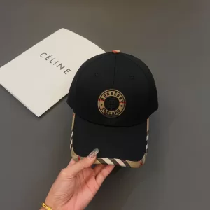 Burberry Black Cotton Baseball Cap Hat Black 