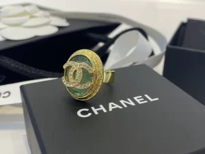 Chanel Crystals CC Logo Rings Gold 