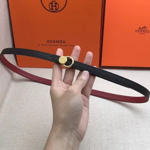 Hermes Leather Belt Black Red 13MM 