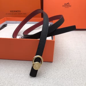 Essenceofluxury Womens Belts Hermes Leather Belt in Black Red 13MM A175PP240 AA197857