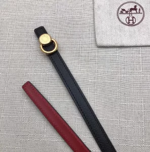 Essenceofluxury Womens Belts Hermes Leather Belt in Black Red 13MM A175PP240 AA197857