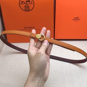 Hermes Leather Belt Brown Red 13MM 