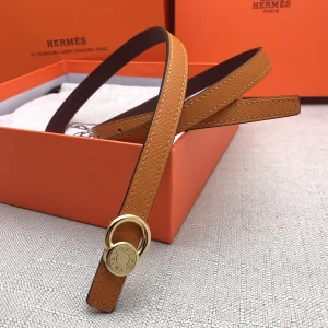 Essenceofluxury Womens Belts Hermes Leather Belt in Brown Red 13MM A175PP240 AA197867