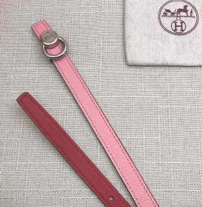 Essenceofluxury Womens Belts Hermes Leather Belt in Pink Red 13MM A175PP240 AA197862