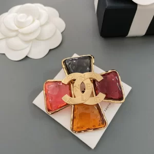 Chanel Vintage CC Logo Cross Brooch 