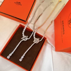 Essenceofluxury Womens Jewelry Hermes Finesse Diamonds Necklaces A152PP380 AA199439