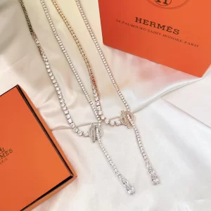 Essenceofluxury Womens Jewelry Hermes Finesse Diamonds Necklaces A152PP380 AA199439