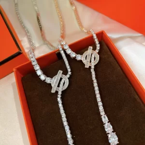 Essenceofluxury Womens Jewelry Hermes Finesse Diamonds Necklaces A152PP380 AA199439