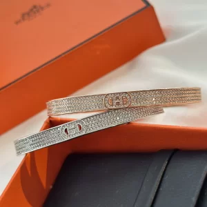 Essenceofluxury Womens Jewelry Hermes H Dancre Diamonds Bangle Bracelets A152PP280 AA199437