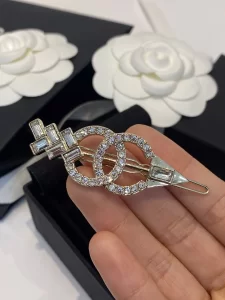 Chanel Crystals CC Logo Hair Pin 